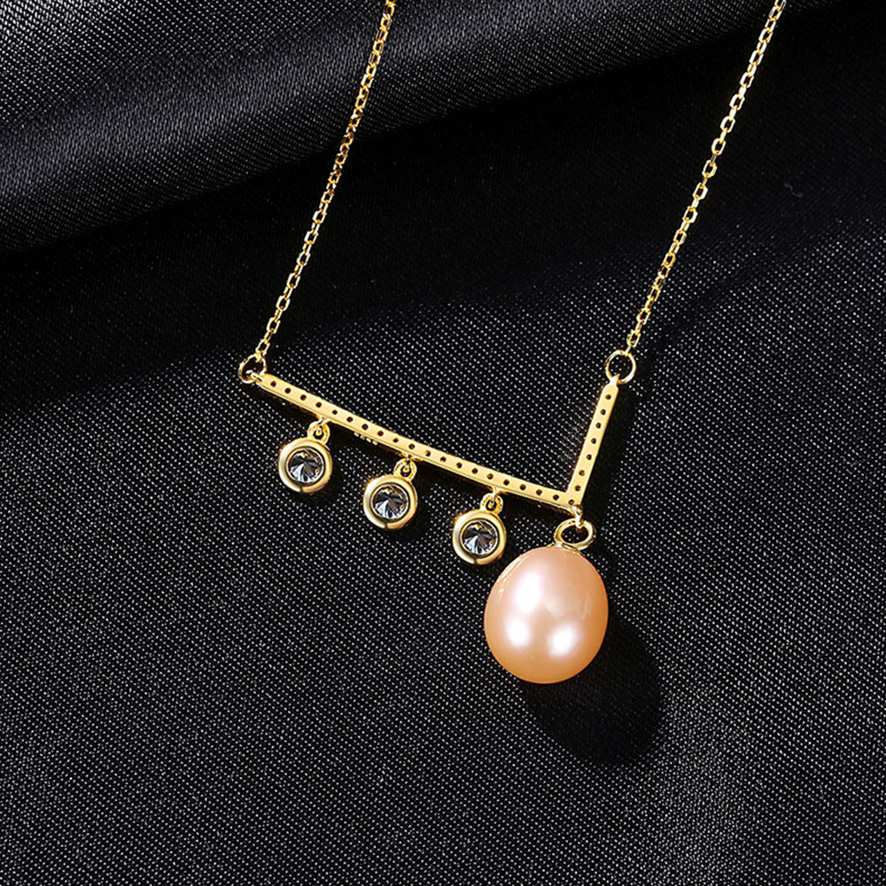 925 Sterling Silver Natural Pearl Drop Necklace Fashion Jewelry Gift for Women Girls