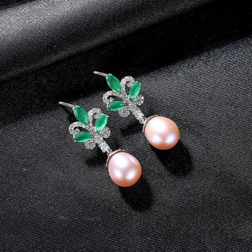 925 Sterling Silver Natural Pearl Drop Earrings Fashion Jewelry Gift for Women Girls