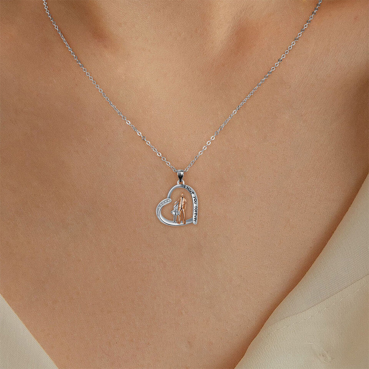 Copper With Silver/Rosegold Plated Heart Pendant Necklace
