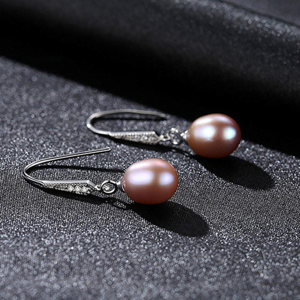925 Sterling Silver Natural Pearl Drop Earrings Fashion Jewelry Gift for Women Girls