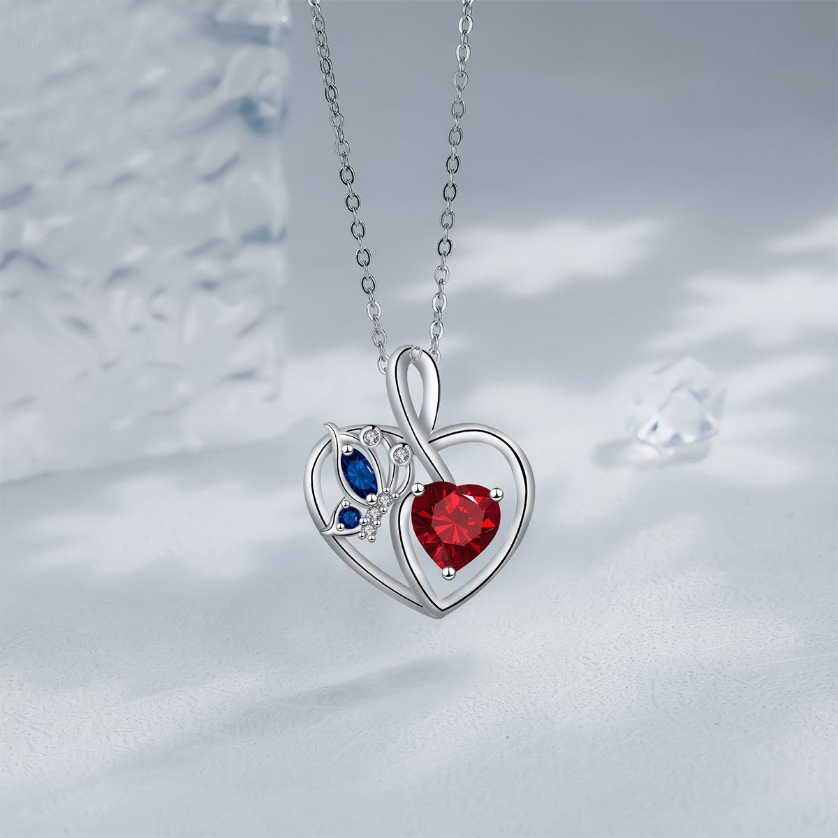 Copper With Silver Plated Heart Pendant Necklace