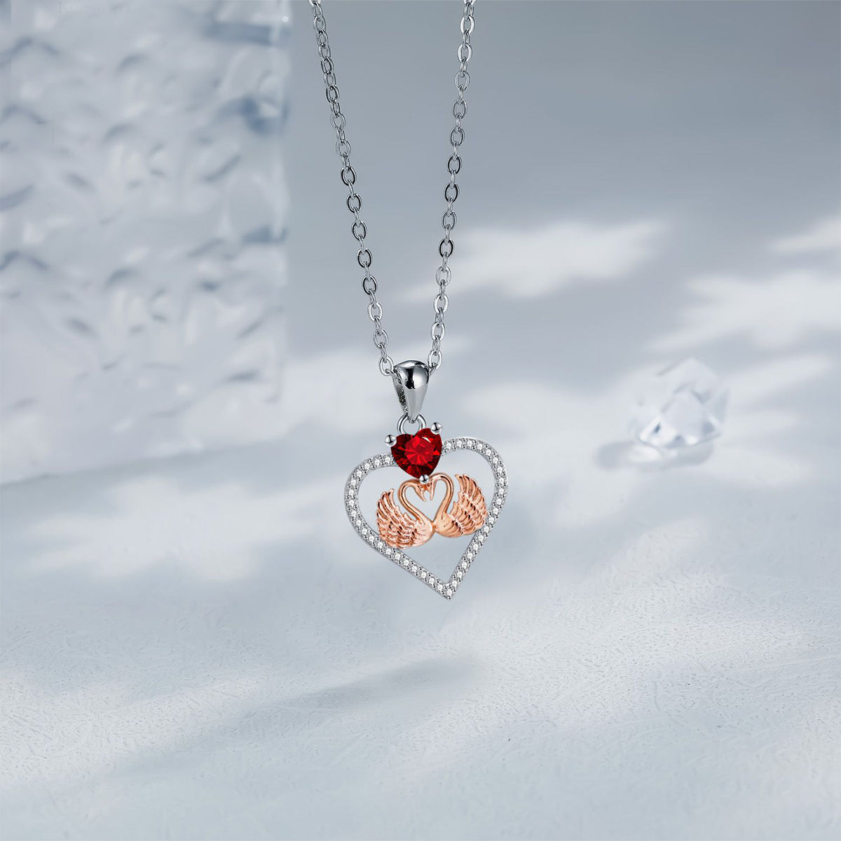 Copper With Silver/Rosegold Plated Heart Pendant Necklace