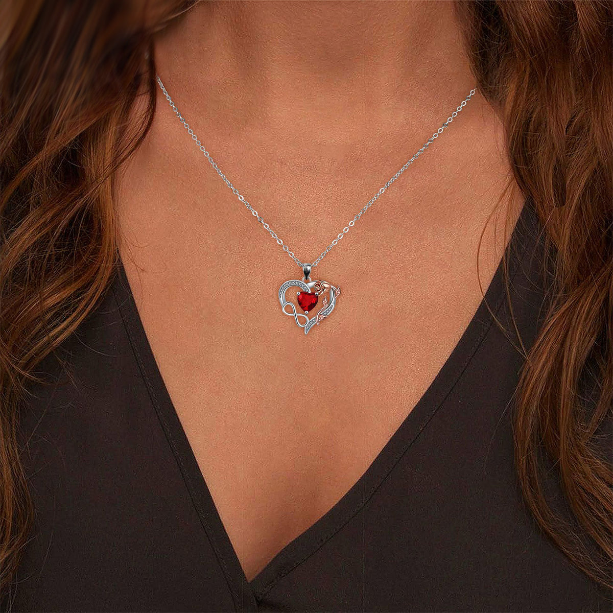 Copper With Silver/Rosegold Plated Heart Pendant Necklace