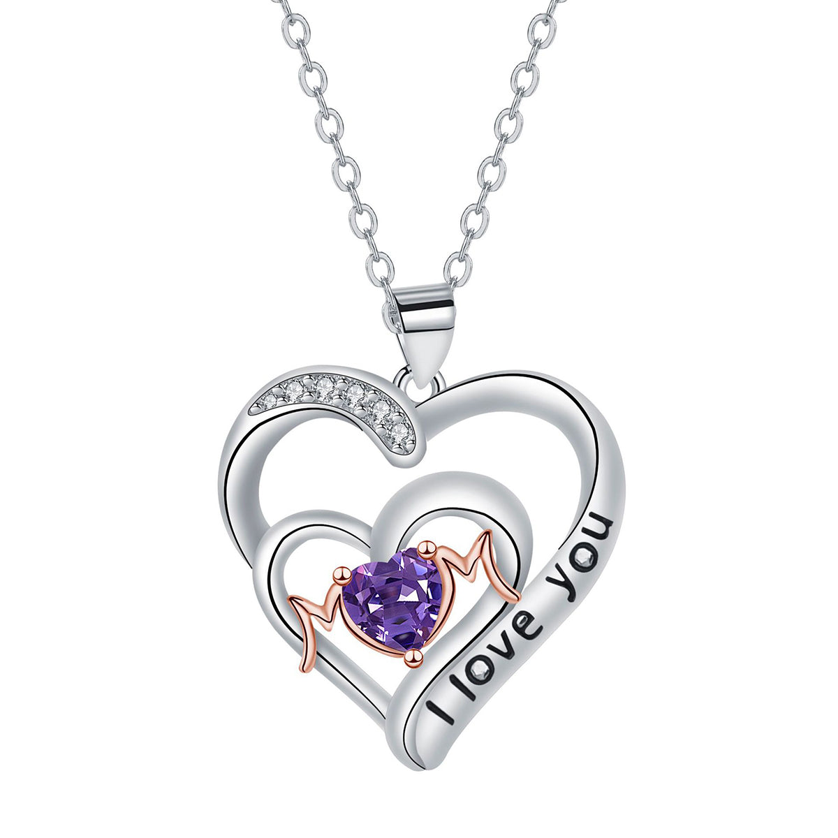 Copper With Silver/Rosegold Plated Heart Pendant Necklace