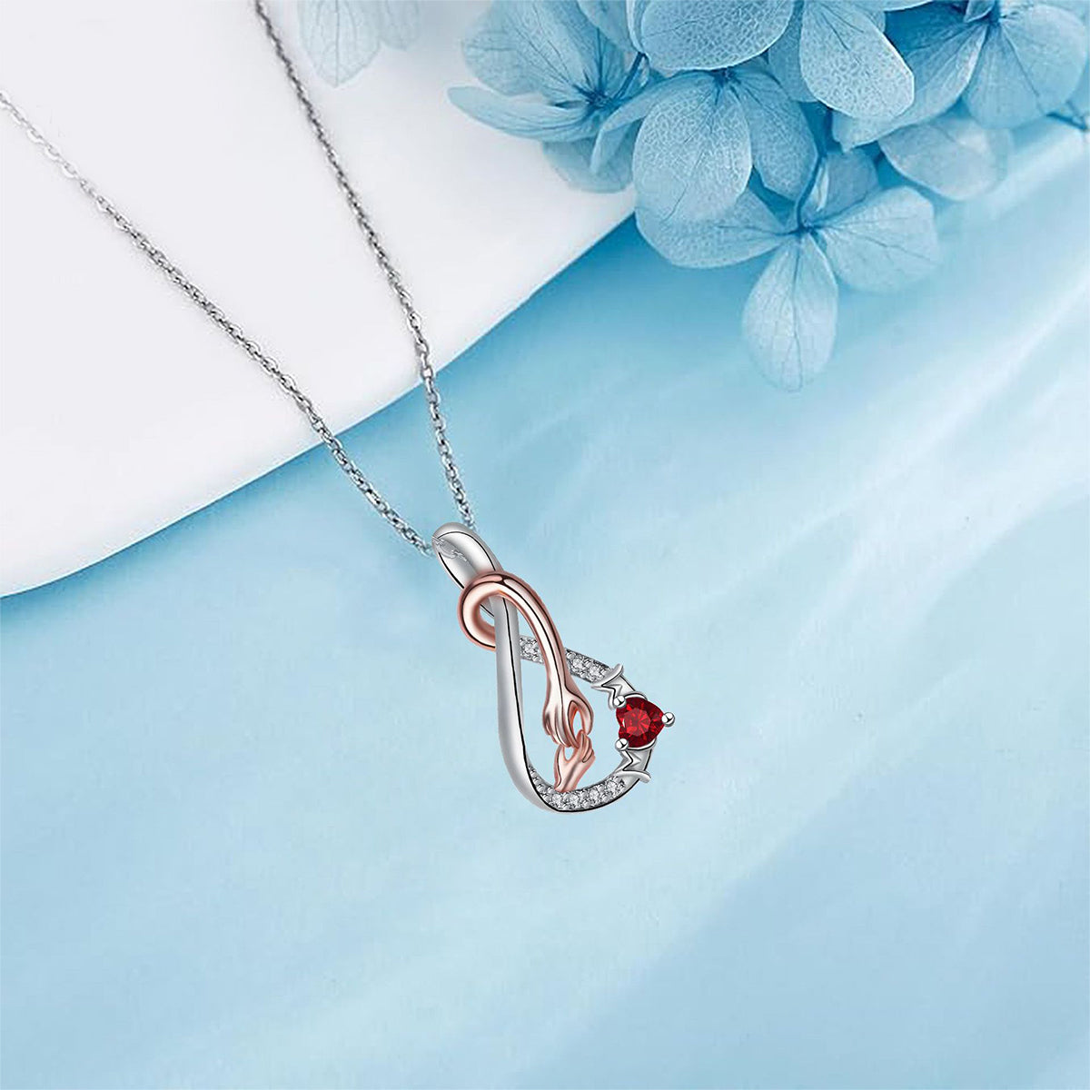 Copper With Silver/Rosegold Plated Love Pendant Necklace