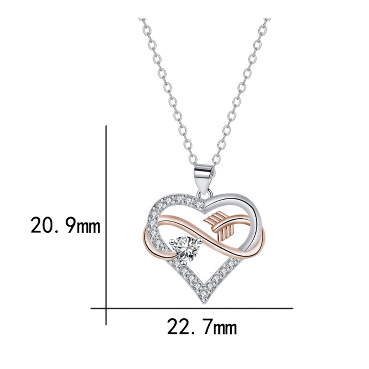 Copper With Silver/Rosegold Plated Heart Pendant Necklace