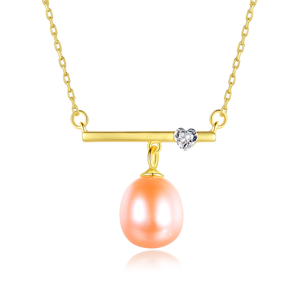 925 Sterling Silver Natural Pearl Drop Necklace Fashion Jewelry Gift for Women Girls