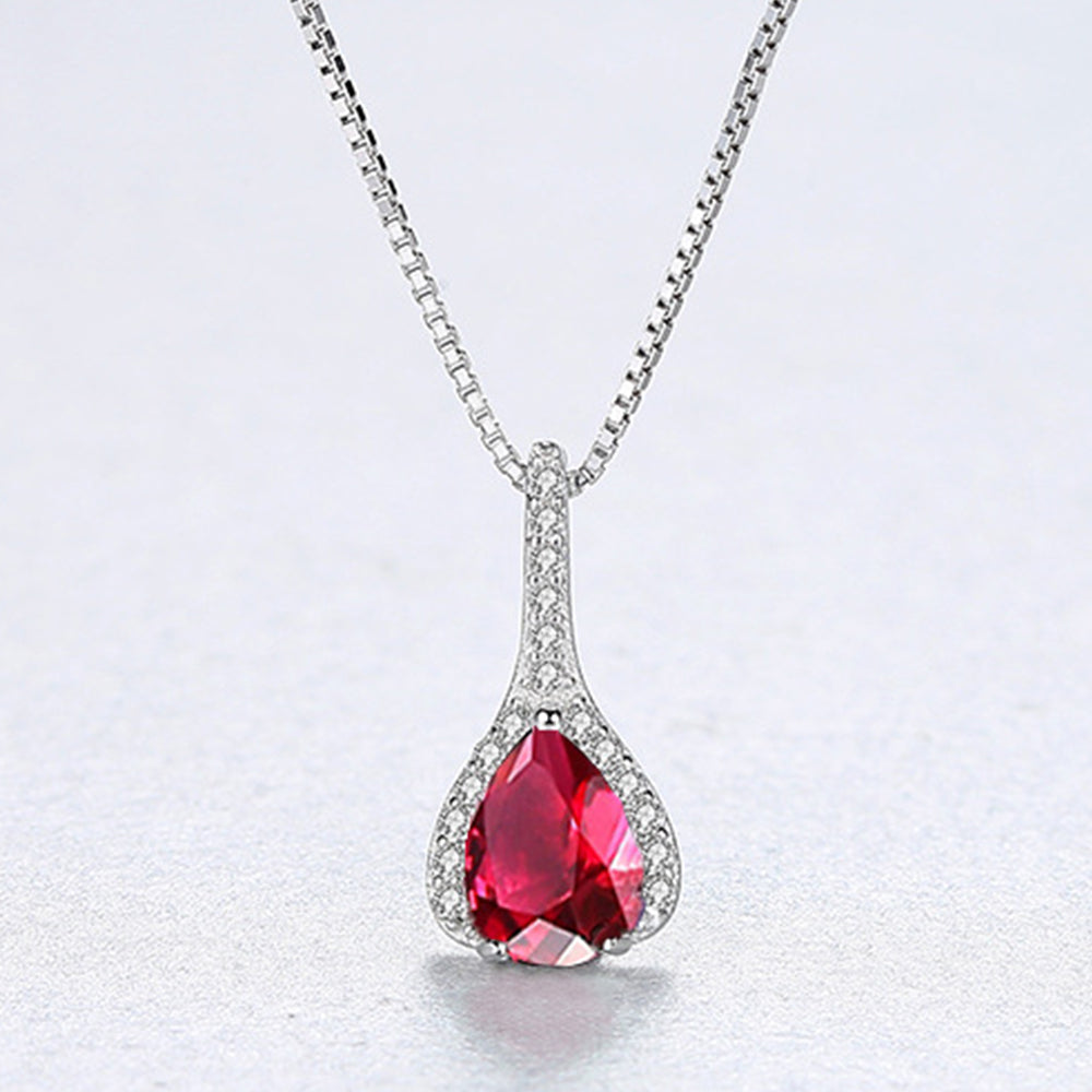 925 Sterling Silver Drop Zircon Necklace Fashion Jewelry Gift for Women Girls