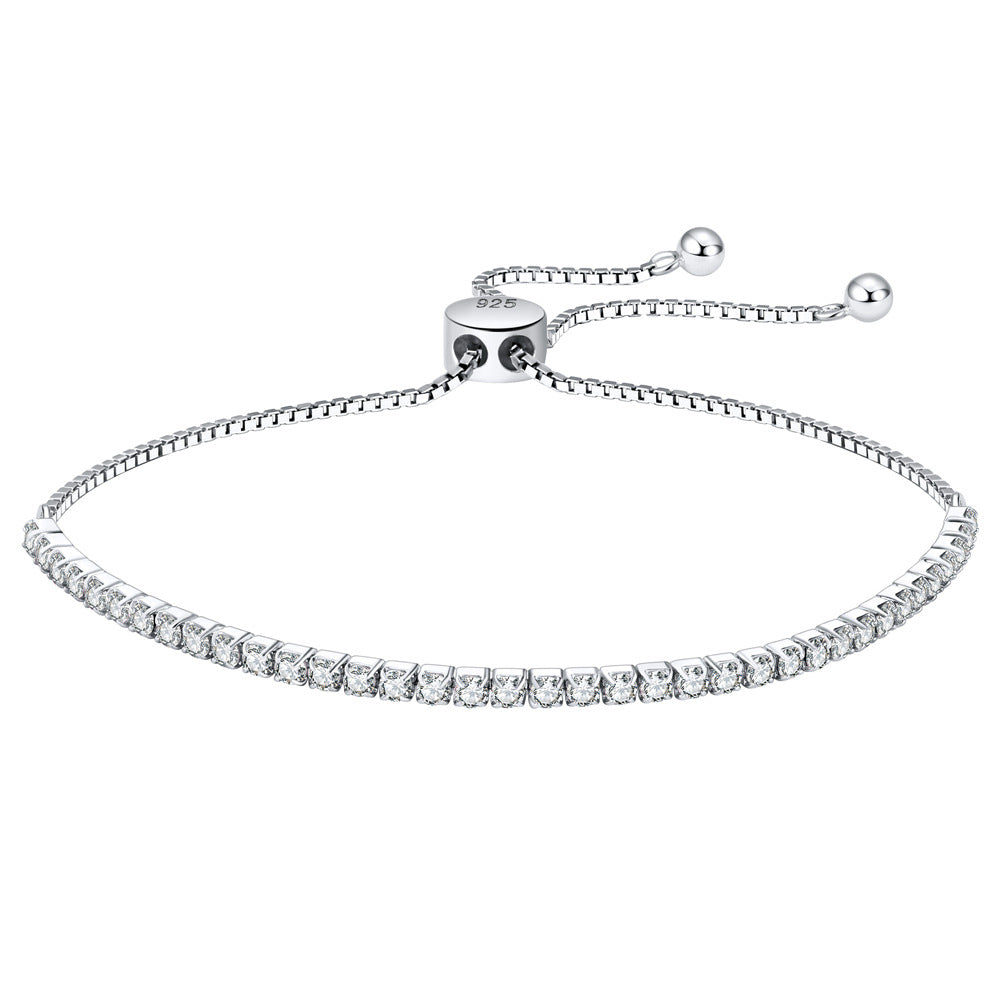925 Sterling Silver Tennis Adjustable Bracelet