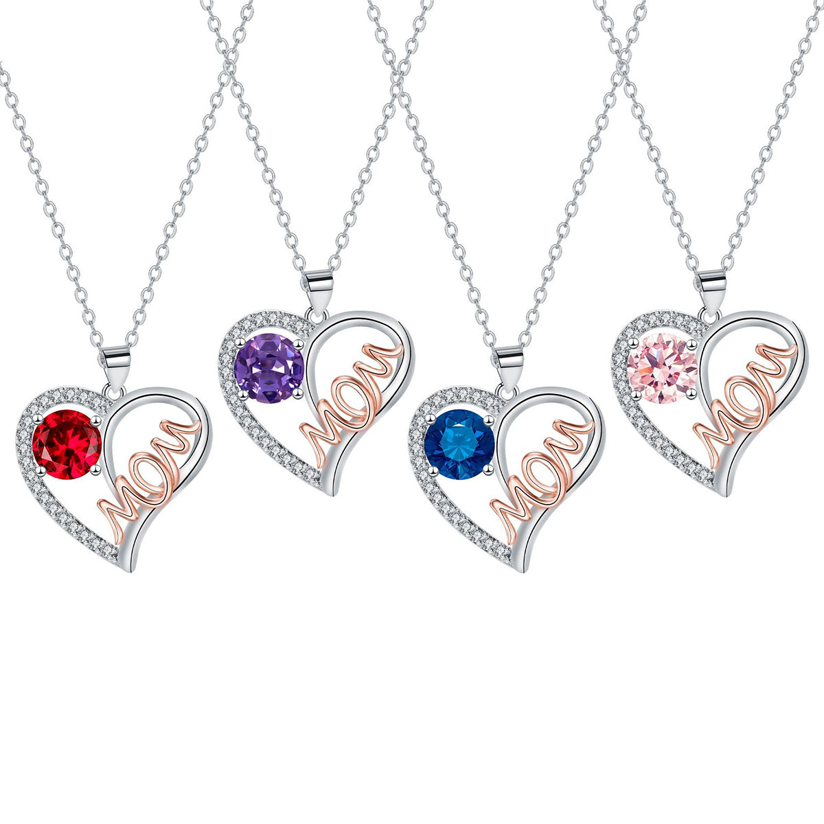 Copper With Silver/Rosegold Plated Heart Pendant Necklace