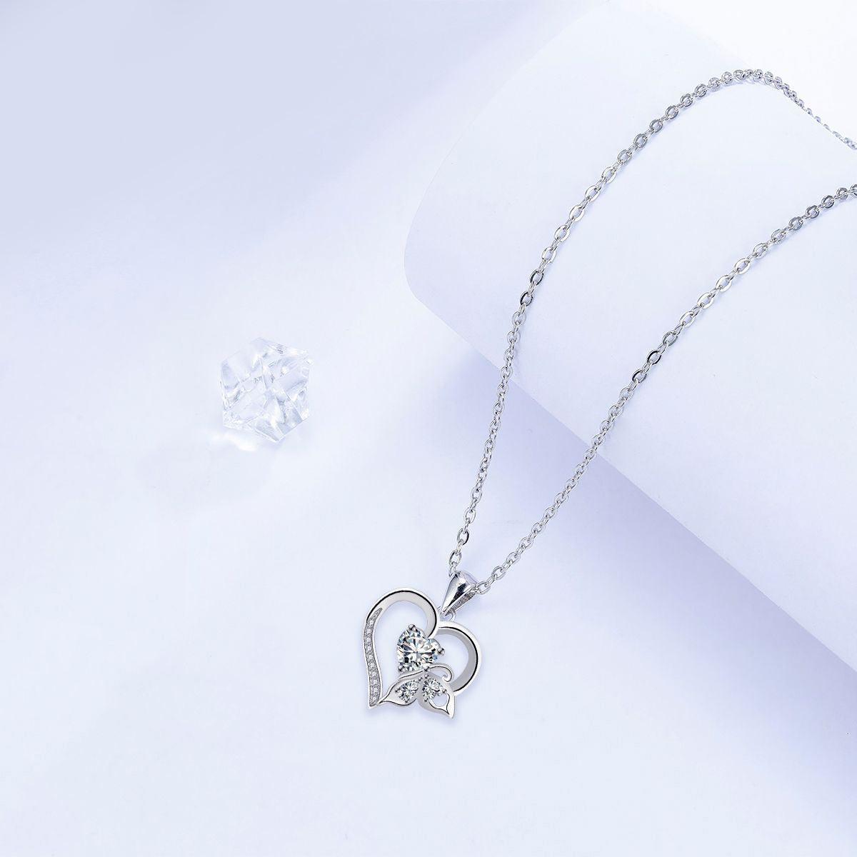 Copper With Silver Plated Heart Pendant Necklace for Women