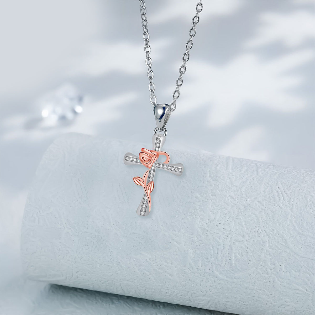 Copper With Silver/Rosegold Plated Cross Pendant Necklace