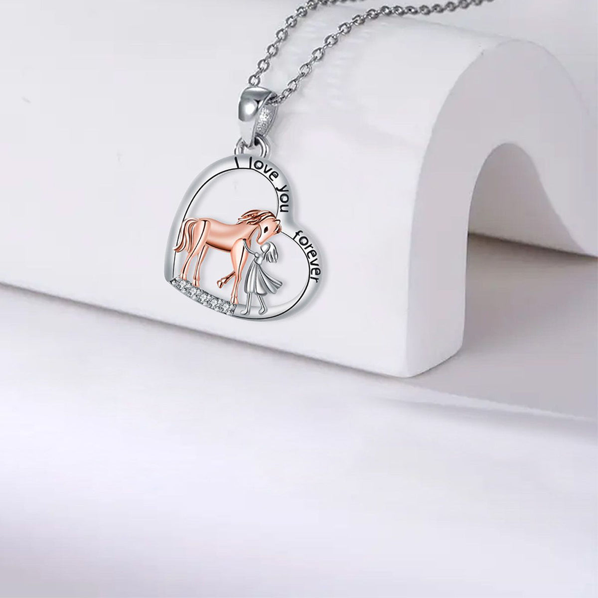Copper With Silver/Rosegold Plated Heart Pendant Necklace