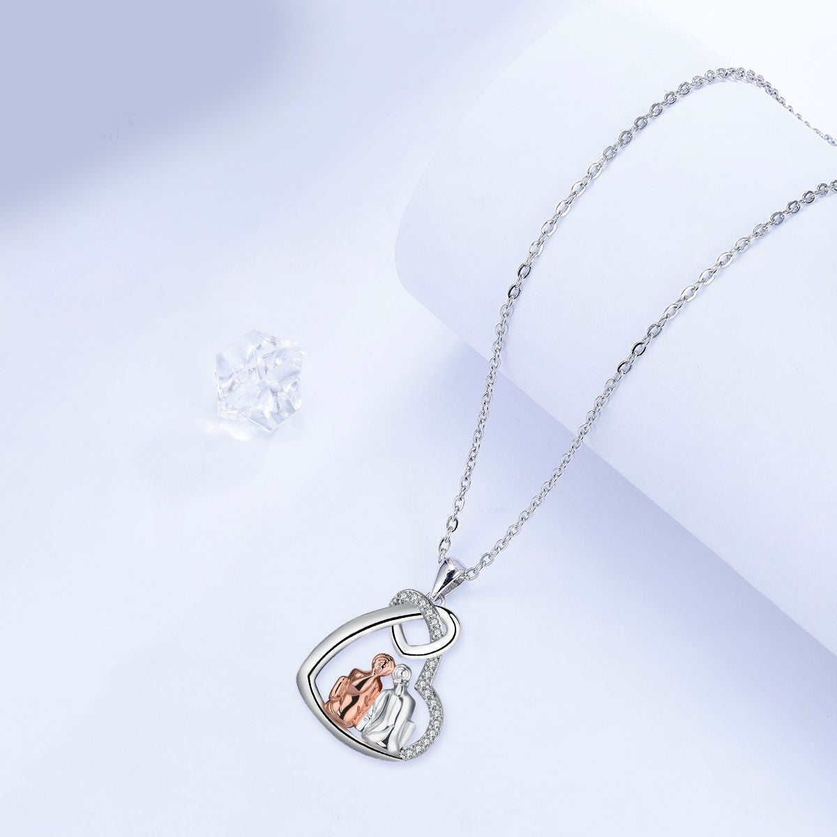 Copper With Silver/Rosegold Plated Heart Pendant Necklace for Women