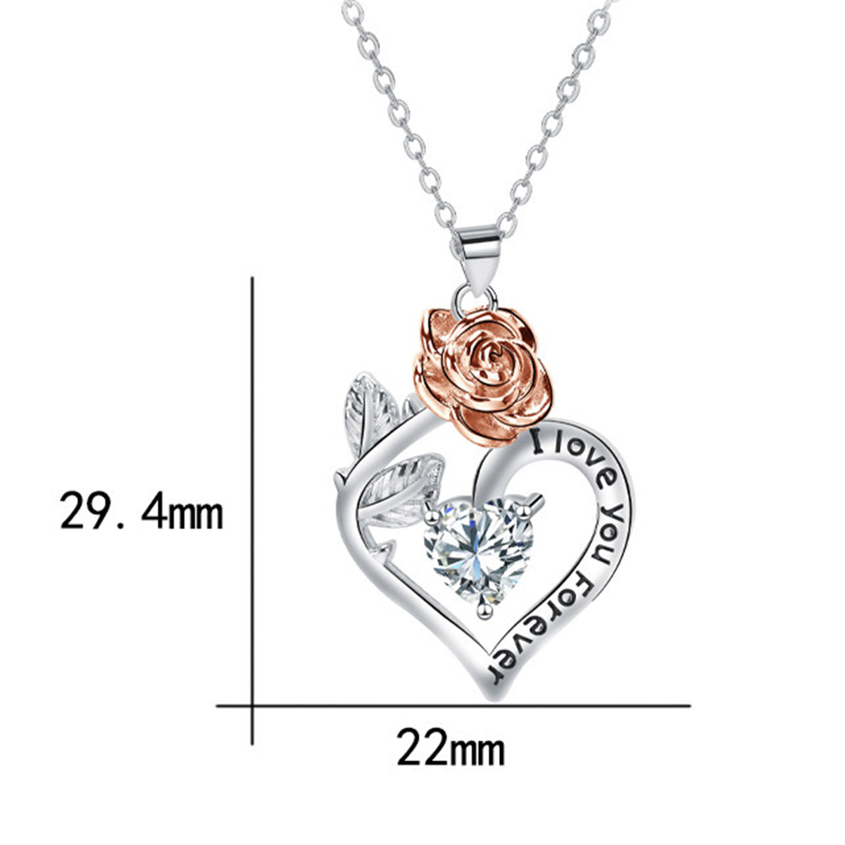 Copper With Silver/Rosegold Plated Heart Pendant Necklace