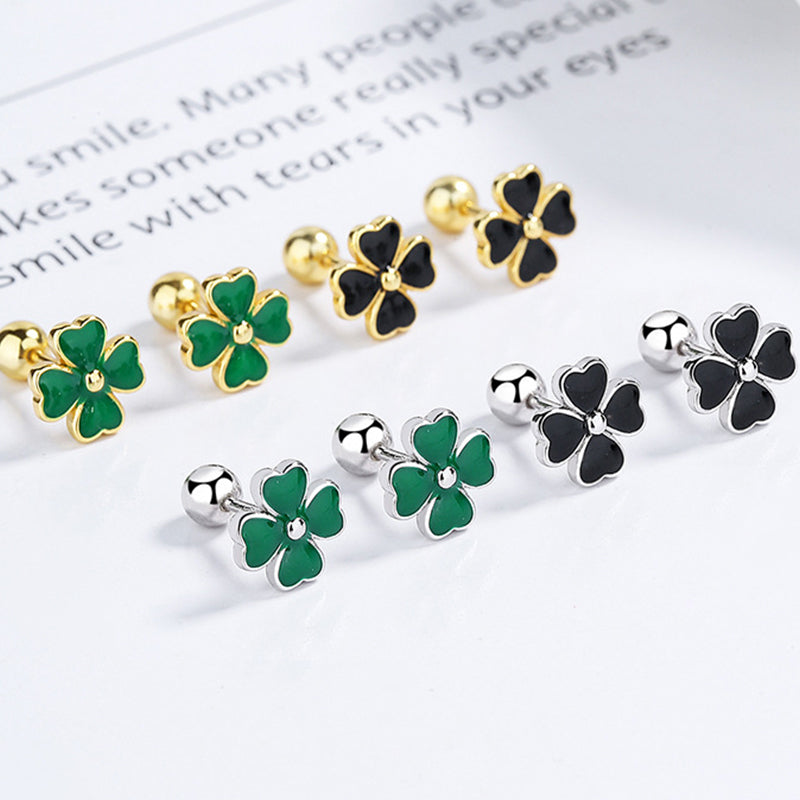 925 Sterling Silver Flower Screw Back Stud Earrings