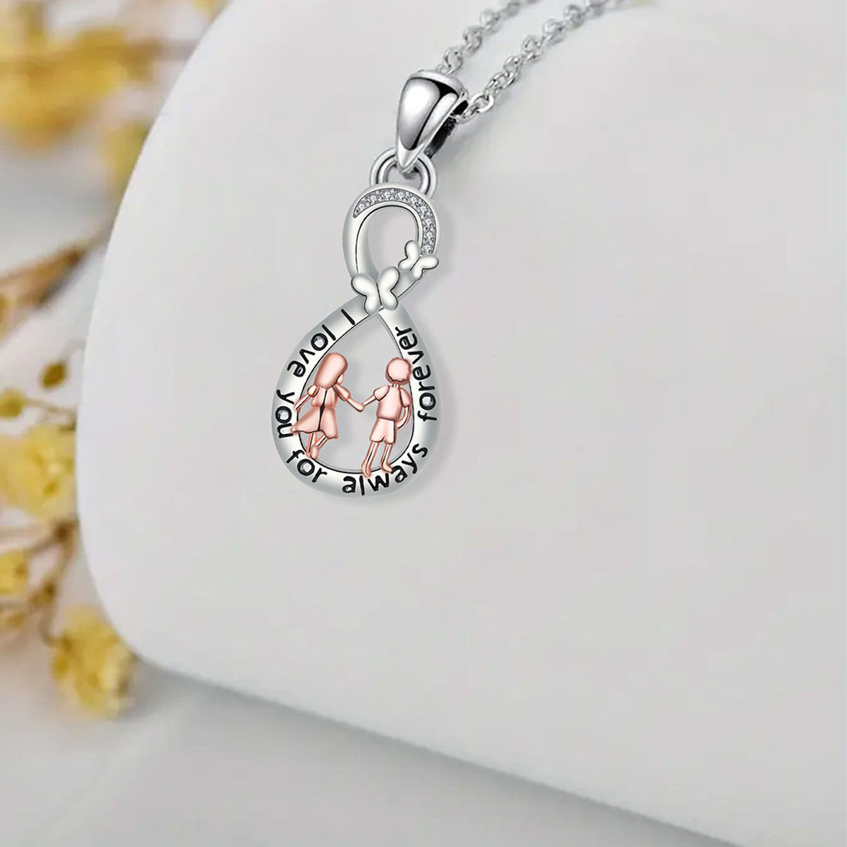 Copper With Silver/Rosegold Plated Infinity Pendant Necklace