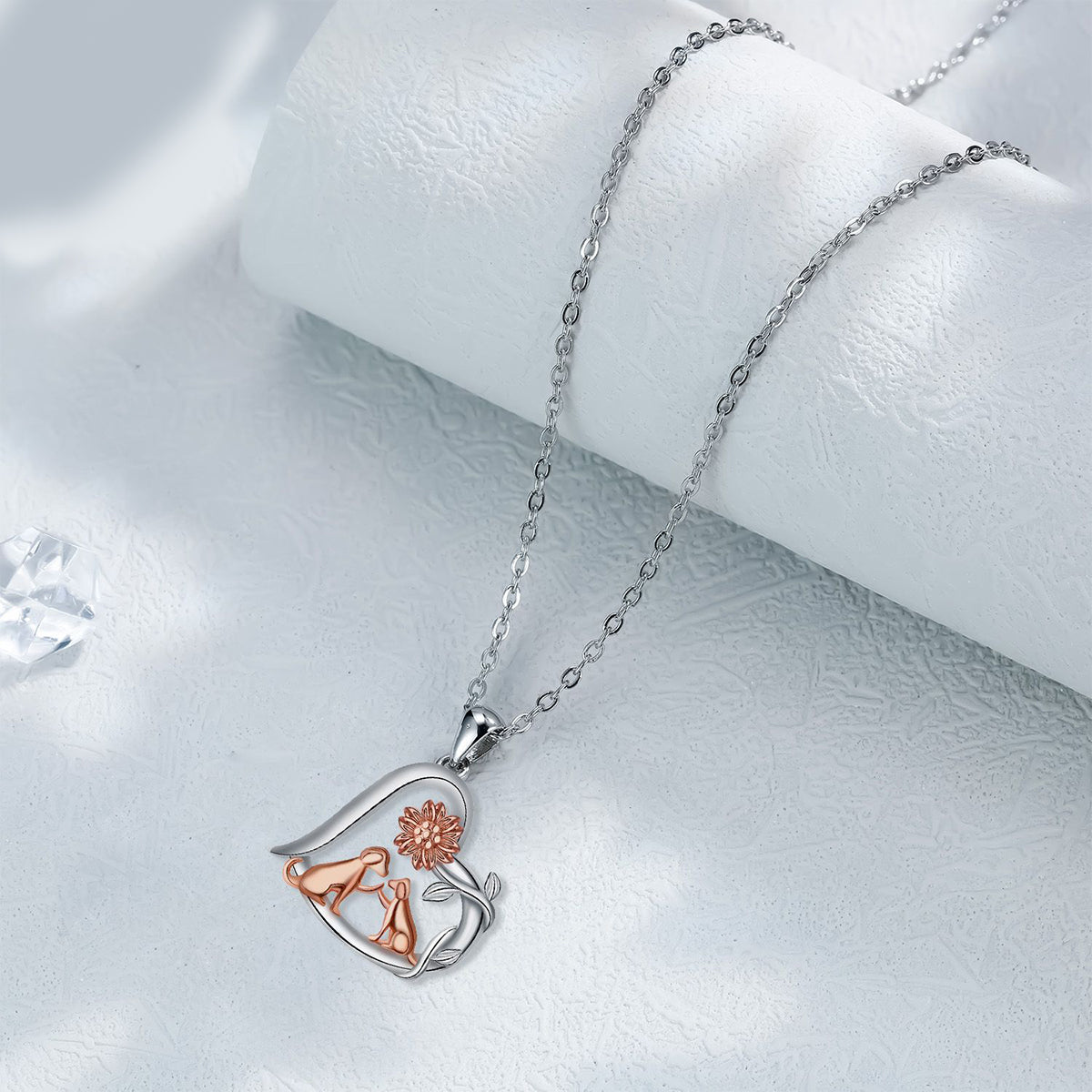 Copper With Silver/Rosegold Plated Heart Pendant Necklace