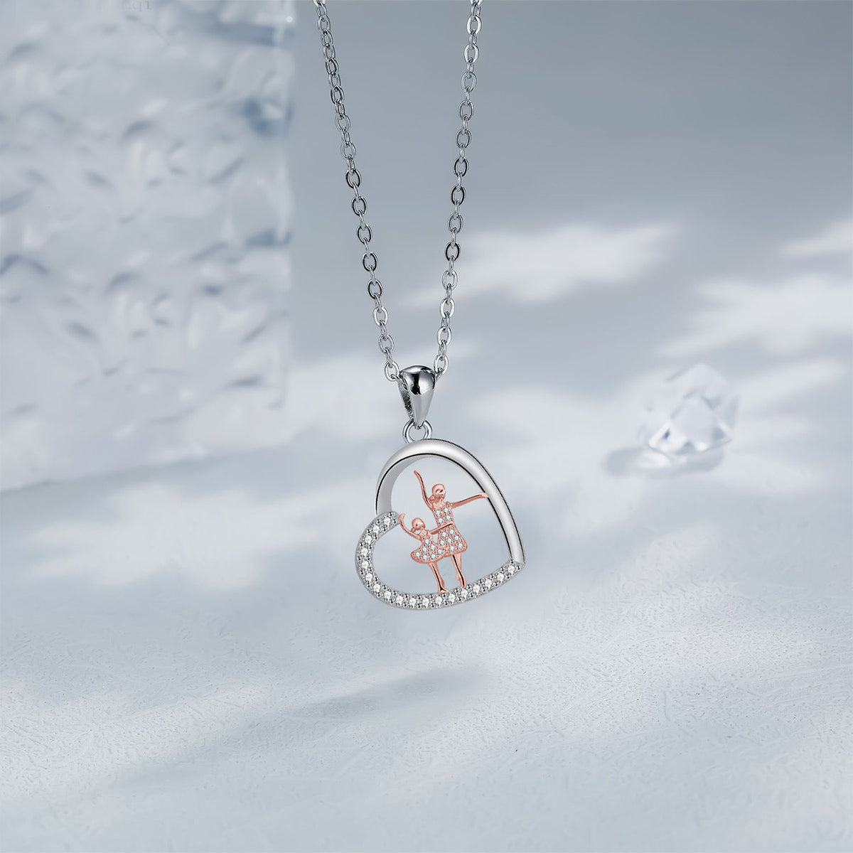 Copper With Silver/Rosegold Plated Heart Pendant Necklace
