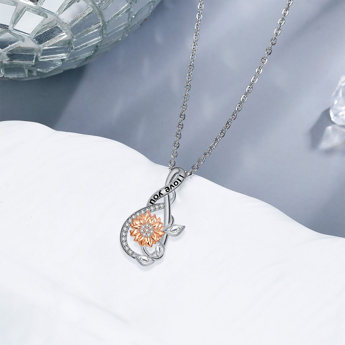 Copper With Silver/Rosegold Plated Flower Pendant Necklace