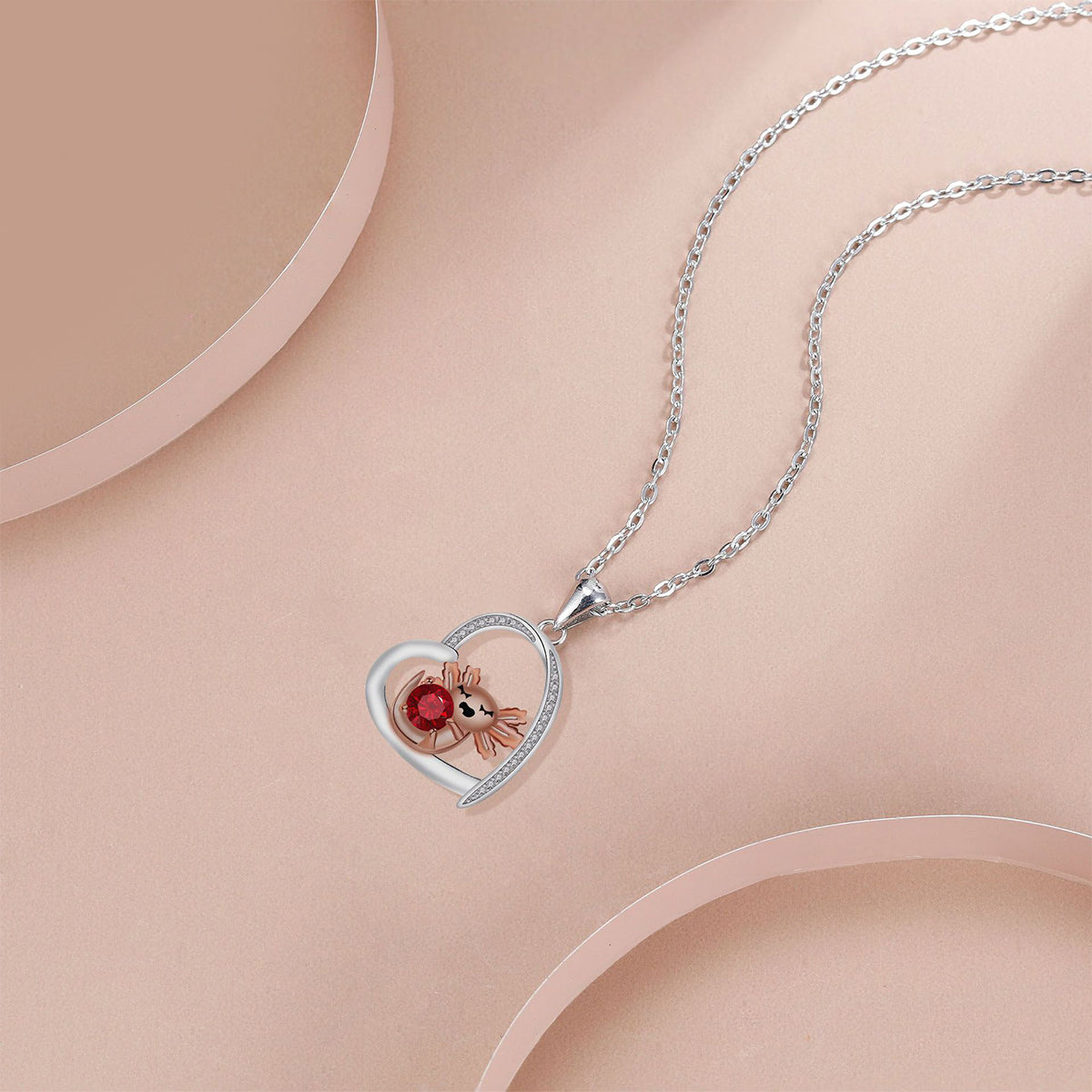 Copper With Silver/Rosegold Plated Heart Pendant Necklace