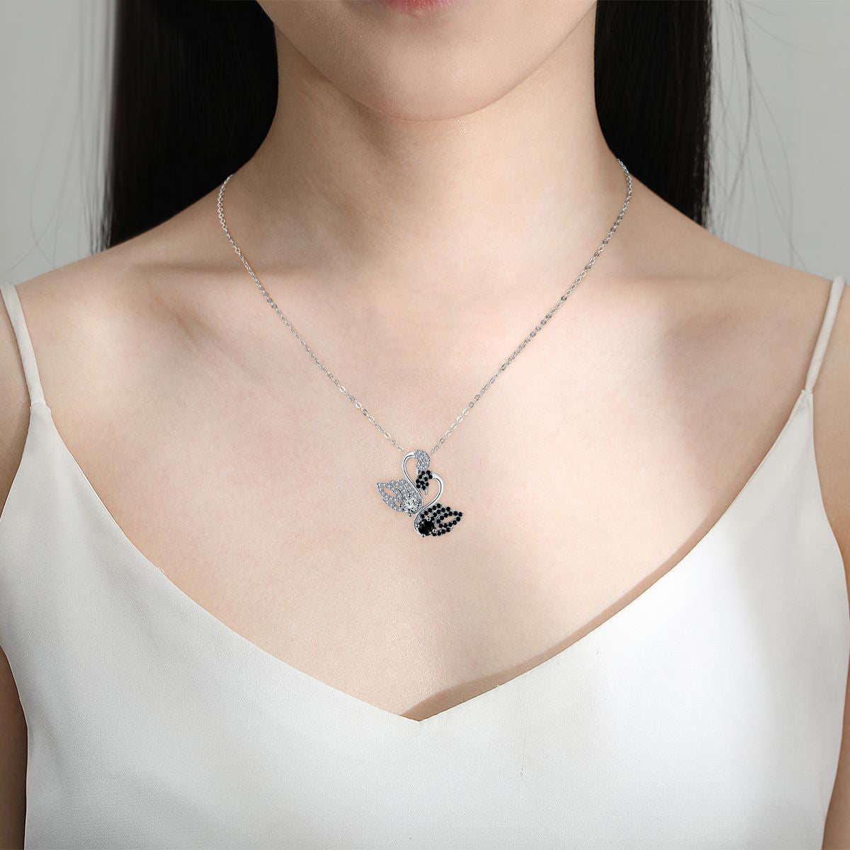Copper With Silver Plated Swans Pendant Necklace
