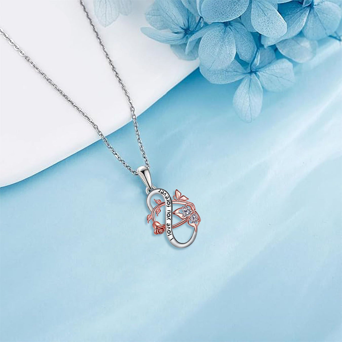 Copper With Silver/Rosegold Plated Flower Pendant Necklace