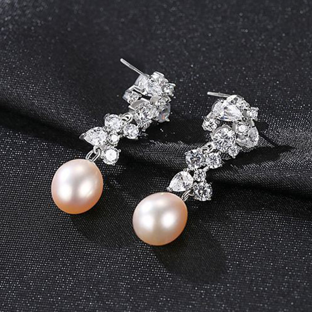 925 Sterling Silver Natural Pearl Drop Earrings Fashion Jewelry Gift for Women Girls