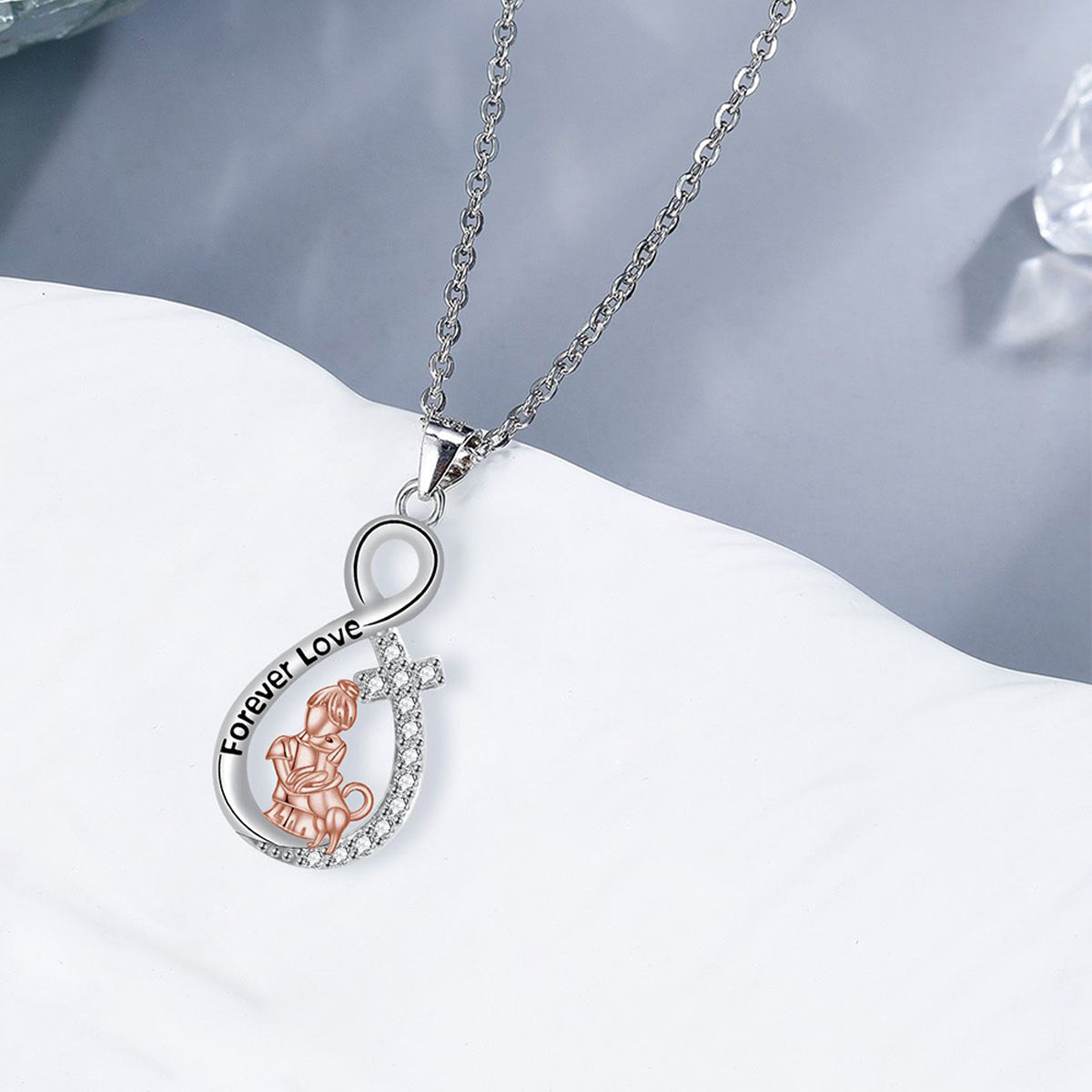 Copper With Silver/Rosegold Plated Infinity Pendant Necklace