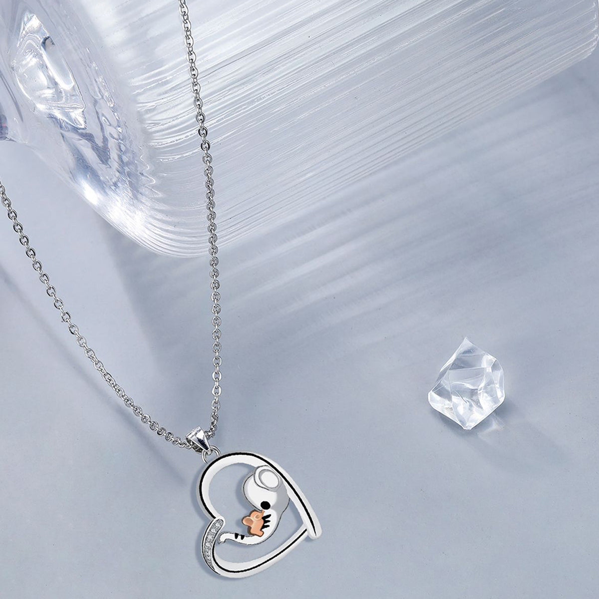 Copper With Silver/Rosgold Plated Heart Pendant Necklace