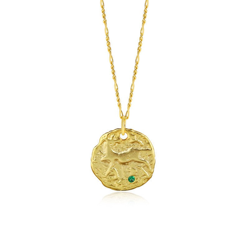 925 Sterling Silver Round Zircon Pendant Necklace