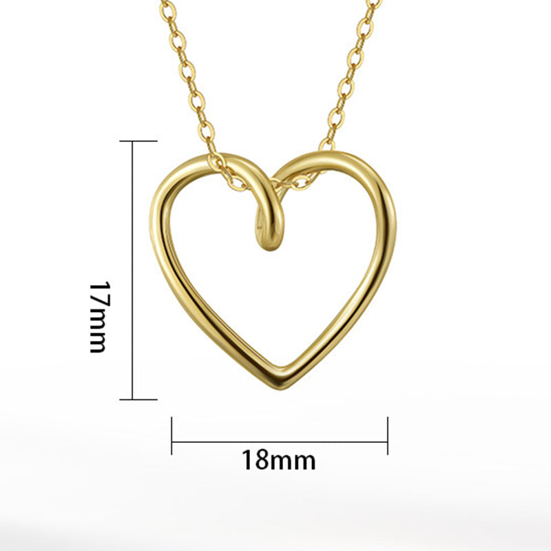 Silver Stainless Steel Open Hollow Heart Necklace, Intertwined Loop Outline Heart Pendant Thin Cable Chain