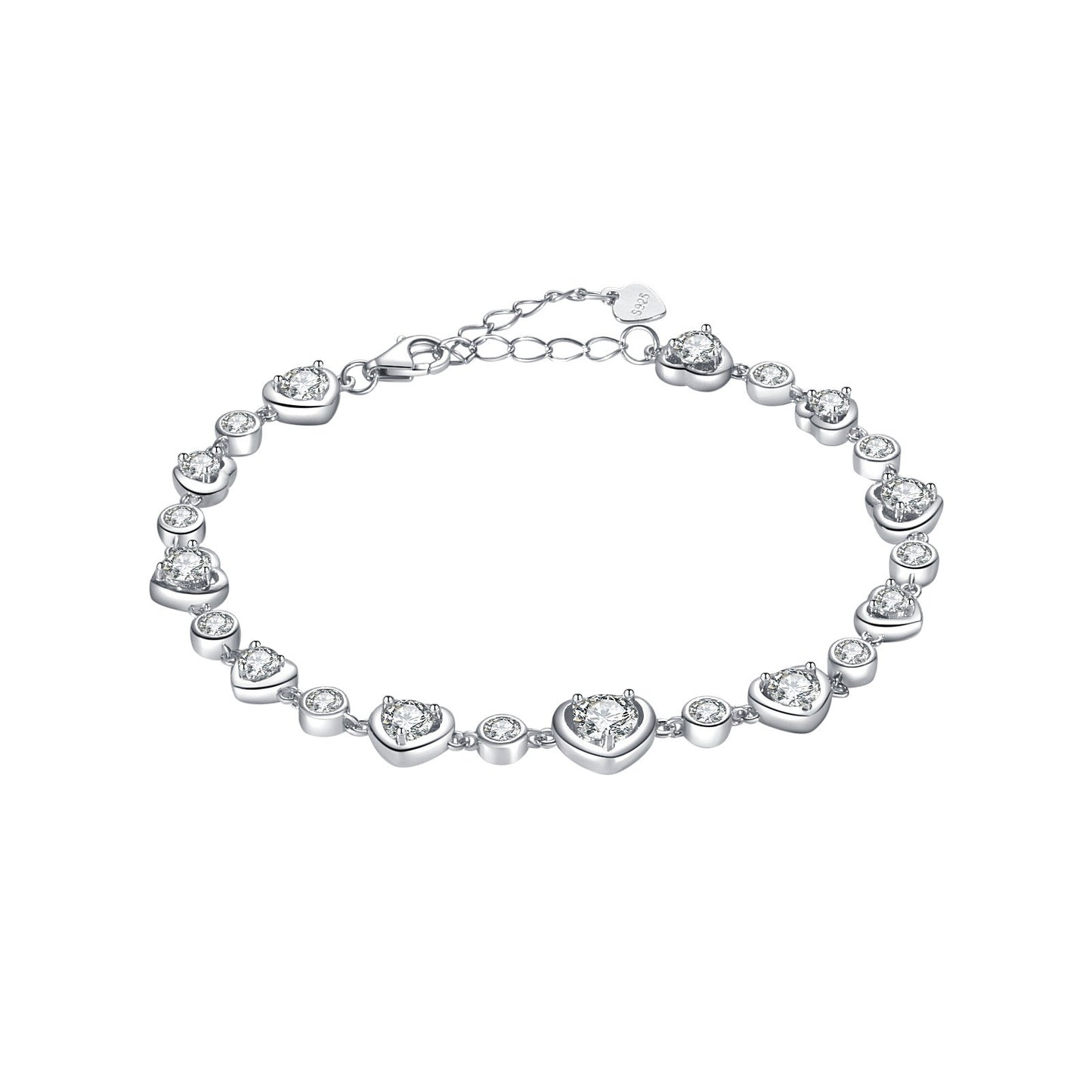 925 Sterling Silver Heart Fashion Bracelet