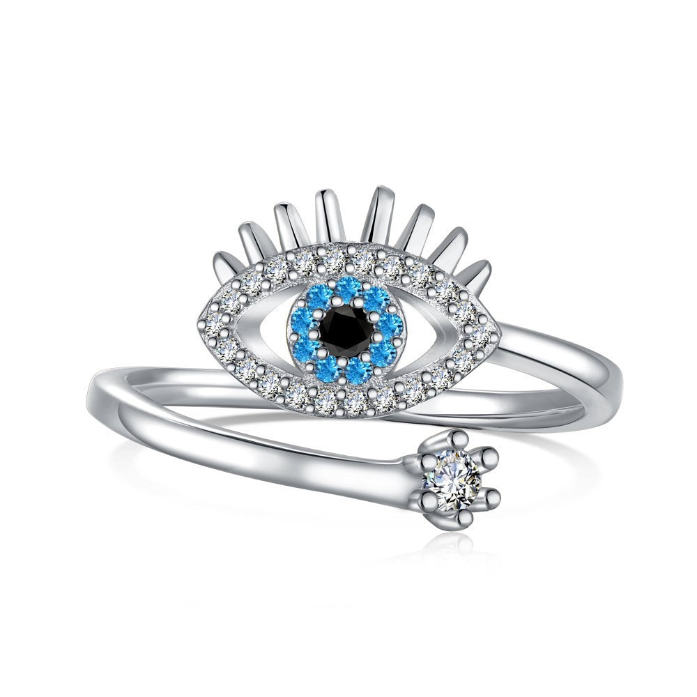 925 Sterling Silver Evil Eye Fashion Adjustable Ring