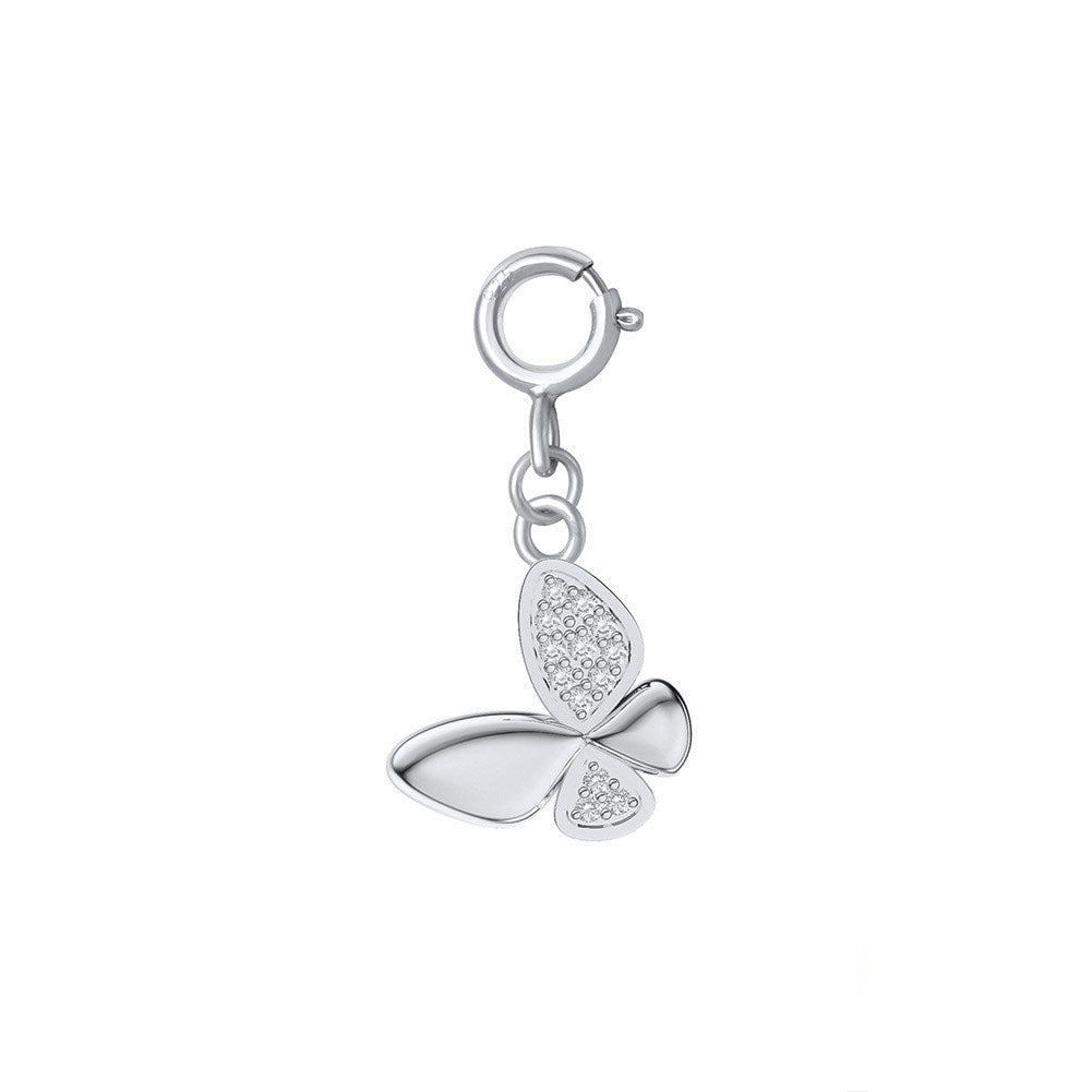925 Sterling Silver Butterfly Charm With Spring Clasp For Necklace Jewelry DIY
