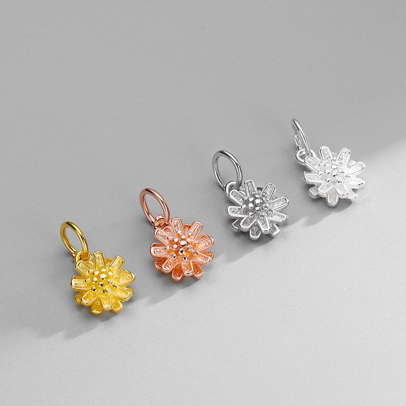 925 Sterling Silver Charm Sunflower For Jewelry DIY