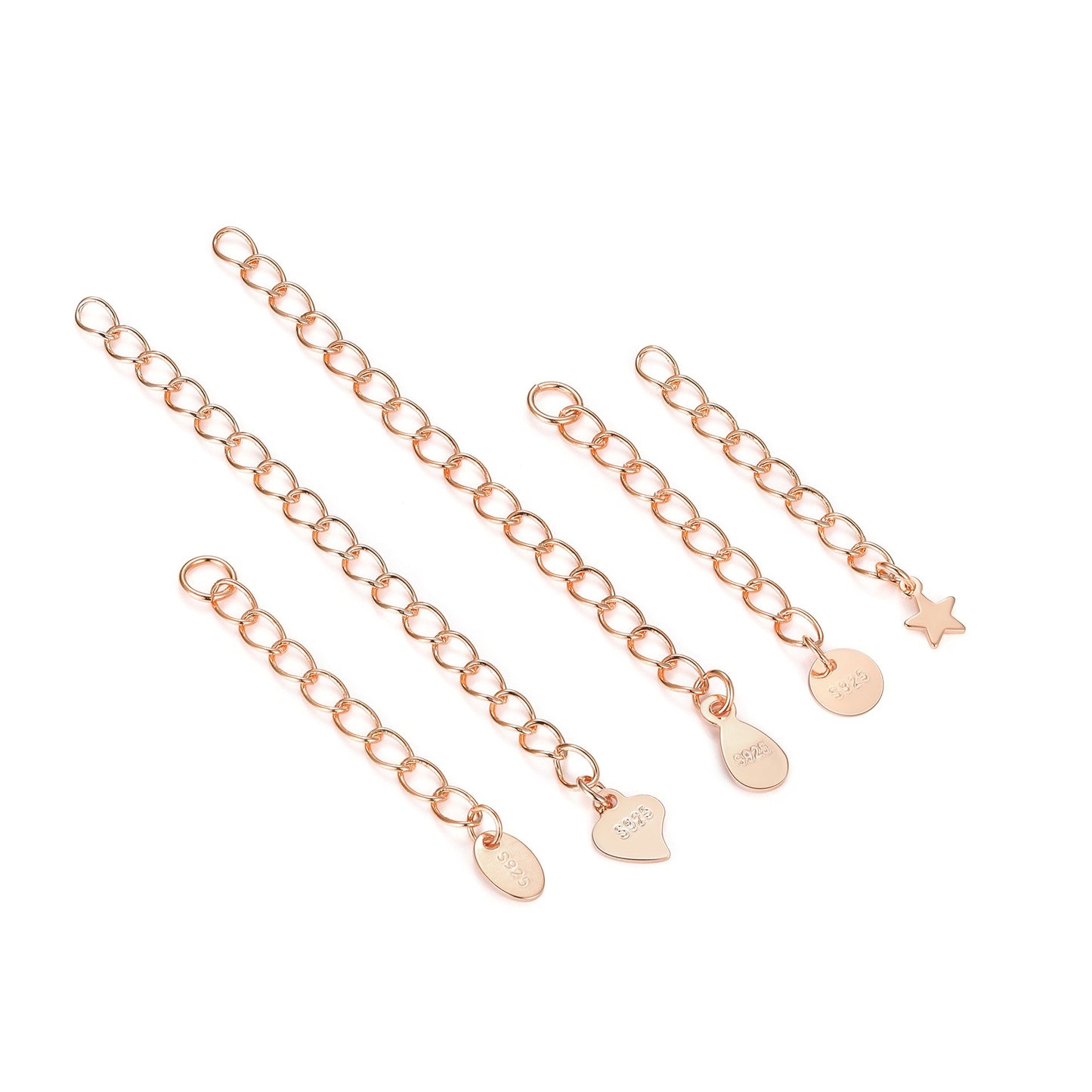925 Sterling Silver Adjustable Extension Chain 3mm 5mm For Jewelry DIY