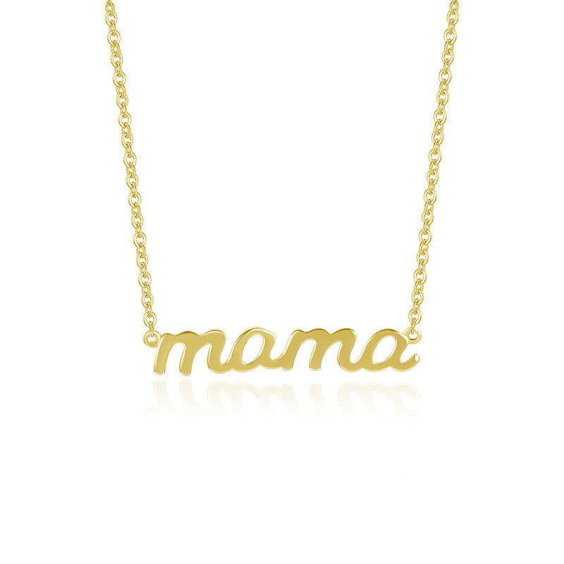 925 Sterling Silver MAMA Initial Pendant Necklace