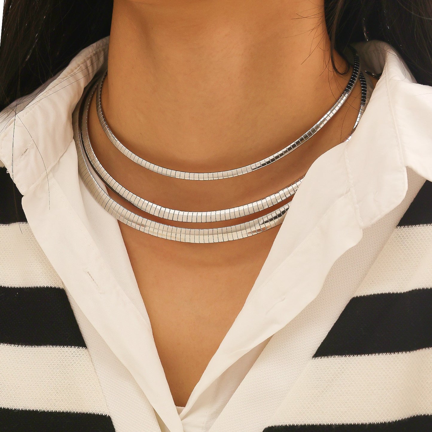 Stainless Steel Fashion Flat Snake Necklace