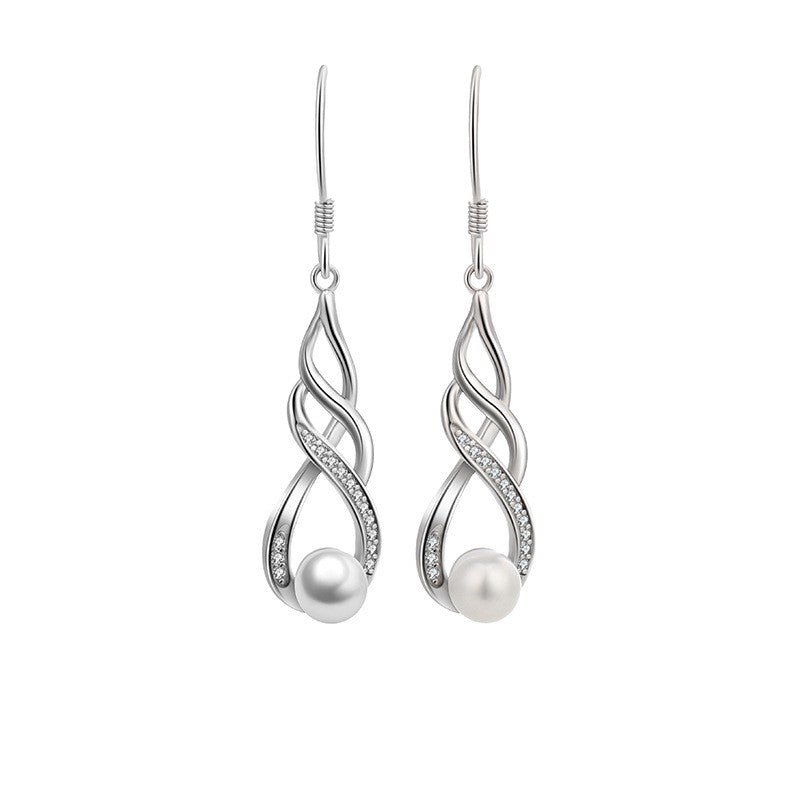 925 Sterling Silver Pearl Huggie Earrings
