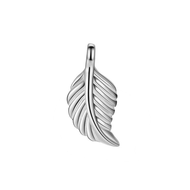925 Sterling Silver Charm Feather For Jewelry DIY