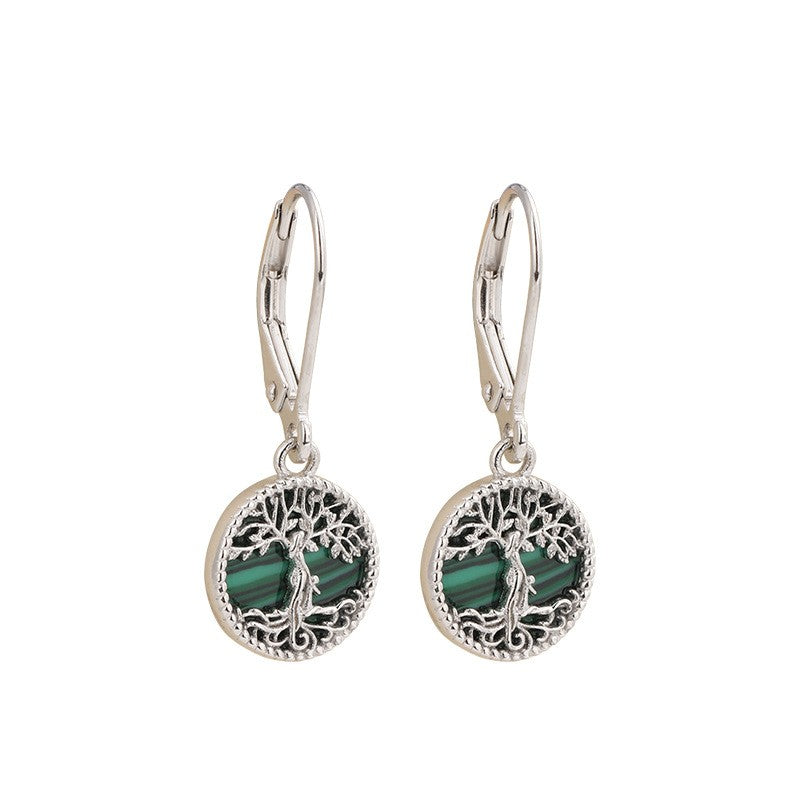 925 Sterling Silver Tree of Life Huggie Earrings