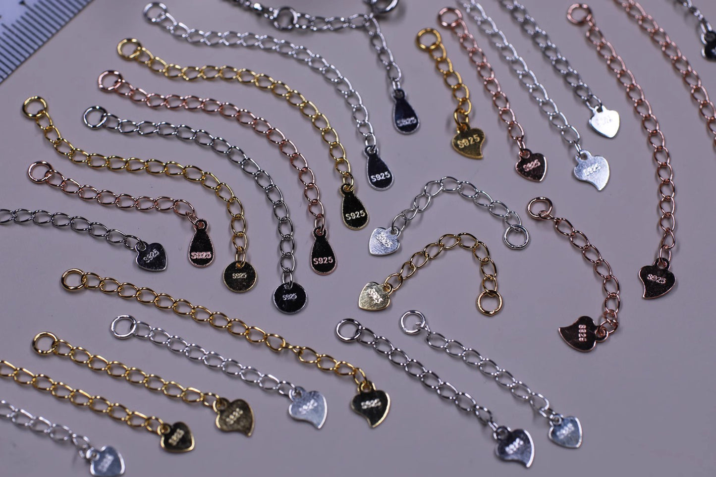 925 Sterling Silver Adjustable Extension Chain 3mm 5mm For Jewelry DIY