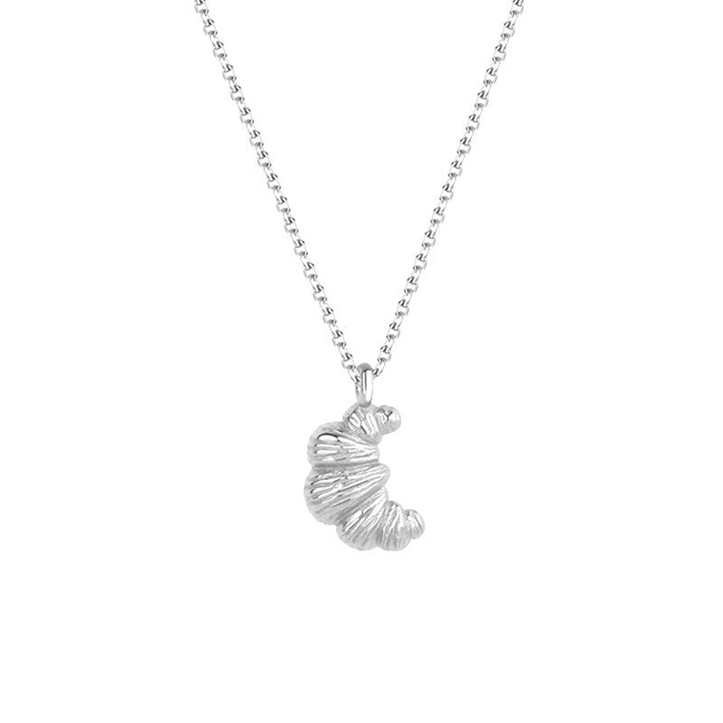 925 Sterling Silver Croissant Fashion Necklace