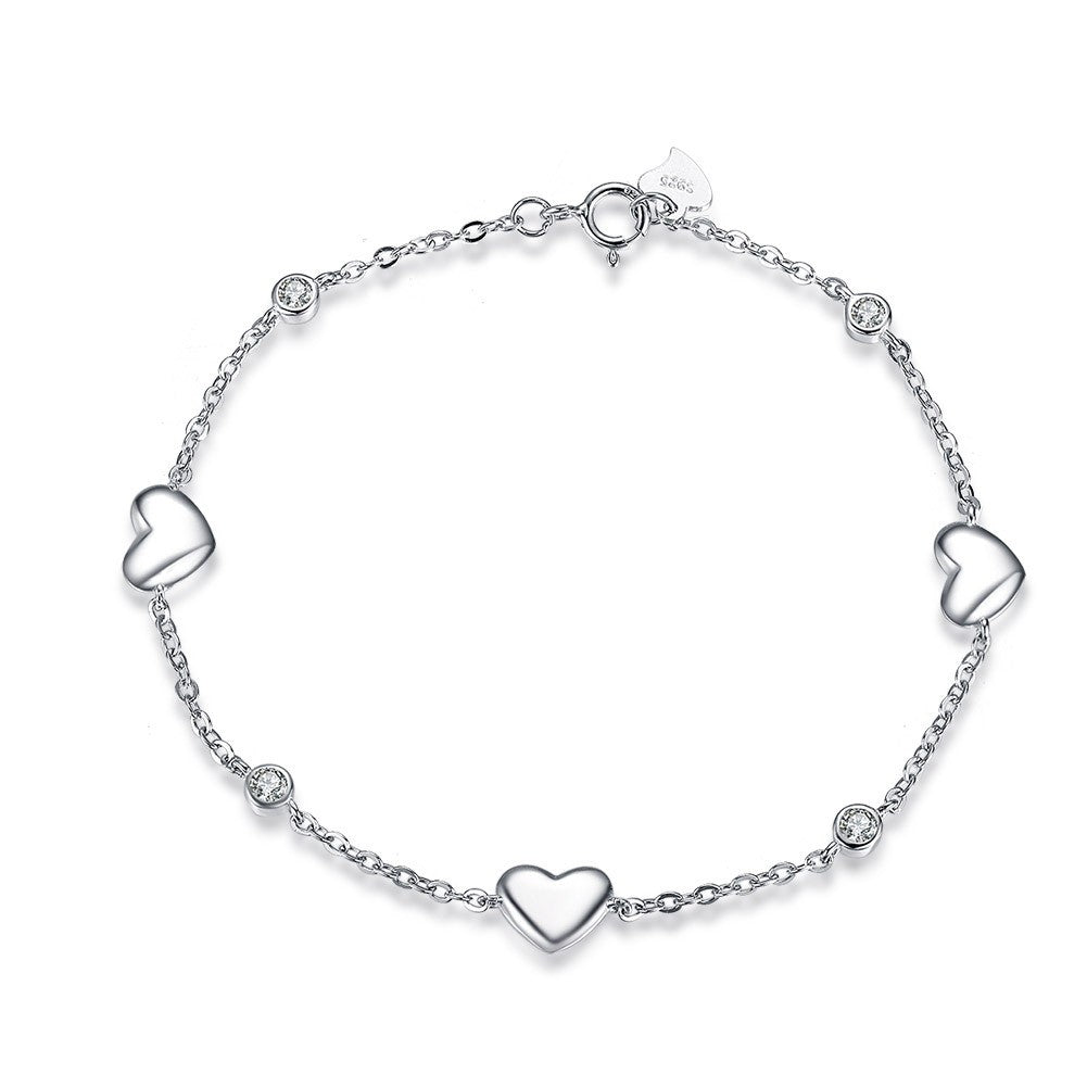 925 Sterling Silver Hearts Bracelet