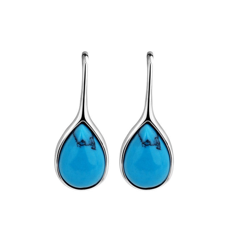 925 Sterling Silver Turquoise Huggie Earrings
