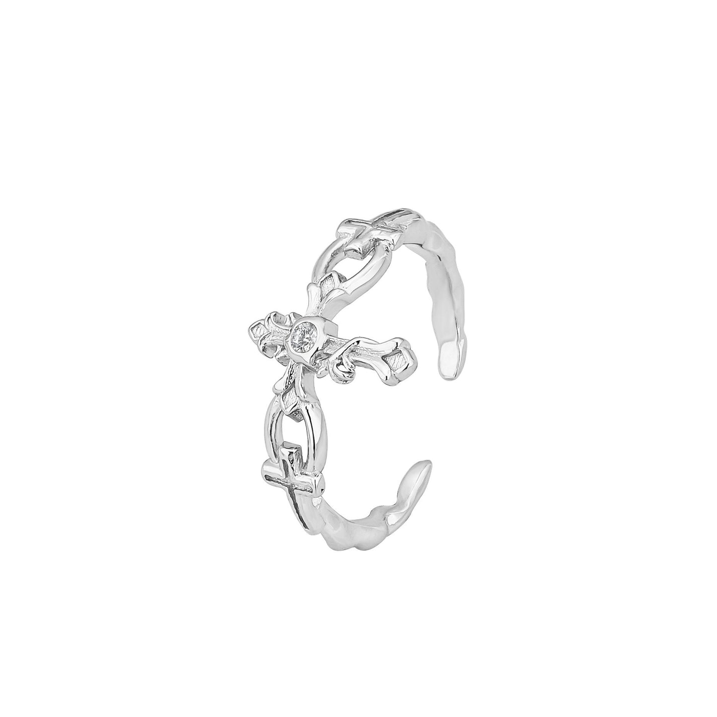 925 Sterling Silver Cross Fashion Ring