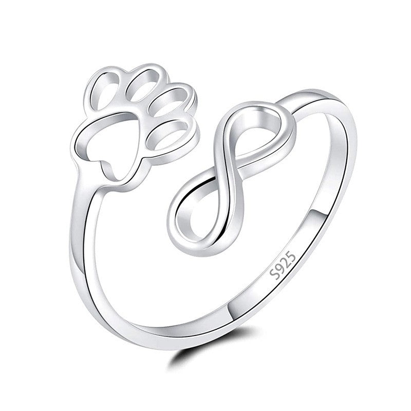Anillo de moda con forma de pata infinita en plata de ley 925