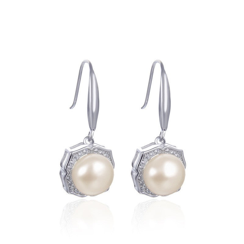 925 Sterling Silver Pearl Huggie Earrings