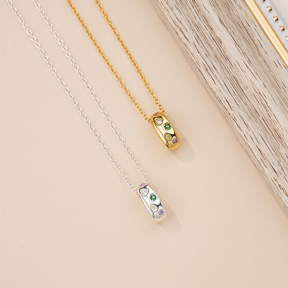 925 Sterling Silver Zircon Ring Pendant Necklace